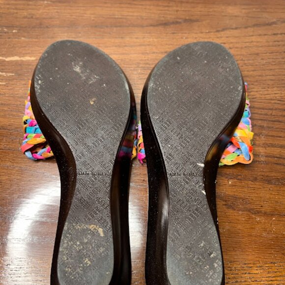 Italian Shoe Makers Colorful Weave Slide Slip On Wedge Sandals 9M - Picture 5 of 6